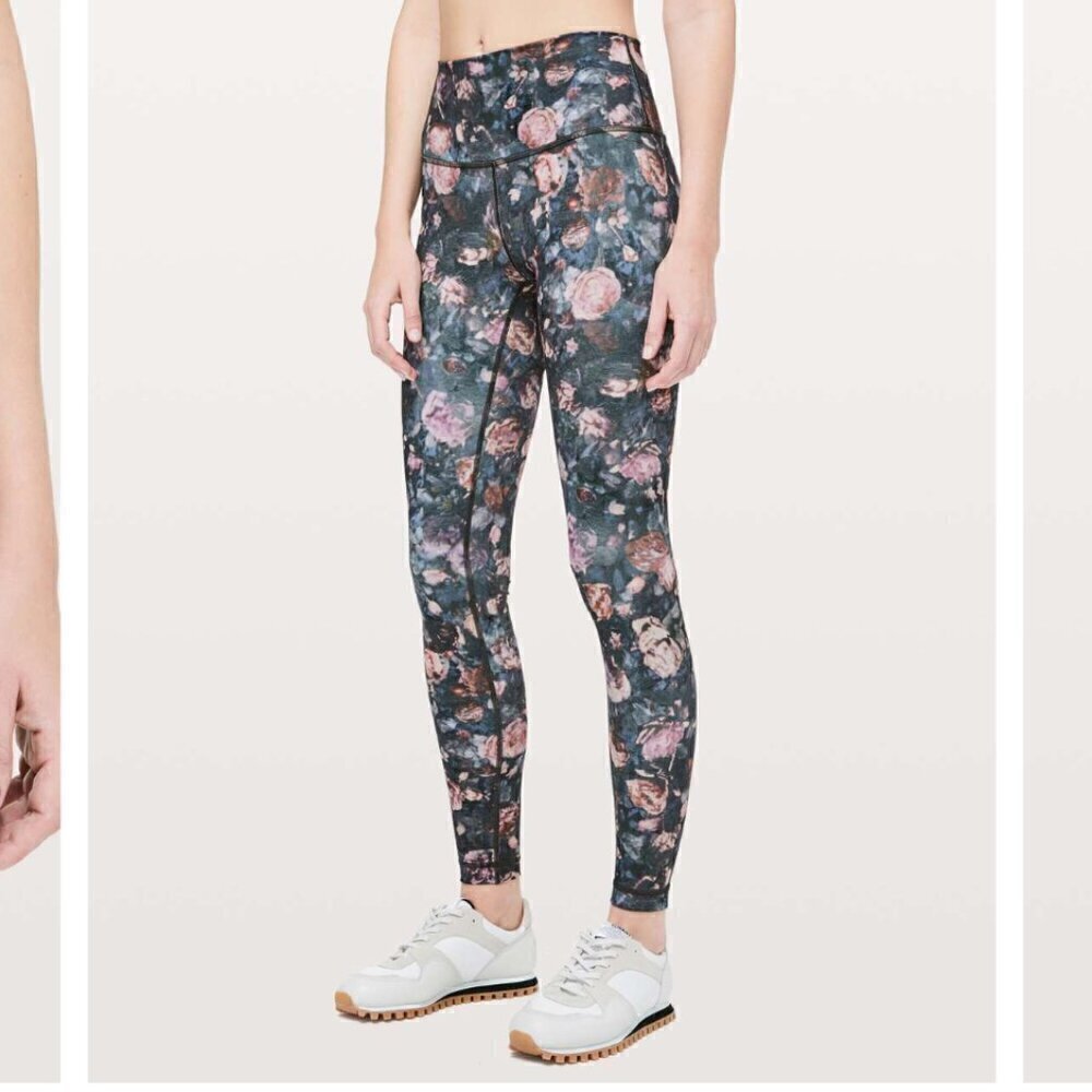 lululemon floral wunder under high rise tight 28" luxtreme Frosted Rose